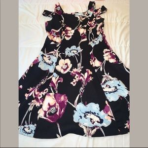 Floral peekaboo shoulder dress